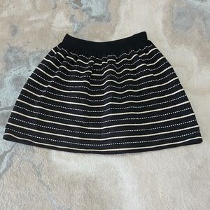 SANDRO PARIS CREPE‎ KNIT BLACK STRIPED MINI SKIRT